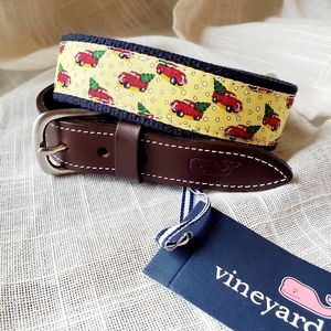 VINEYARD VINES Kids' Truck Tree & Canvas Club Belt In Yellow